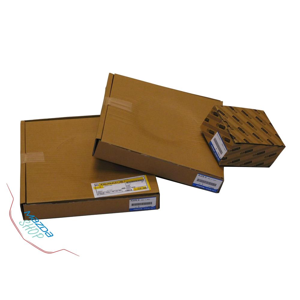 Three cardboard boxes with shipping labels on a white background