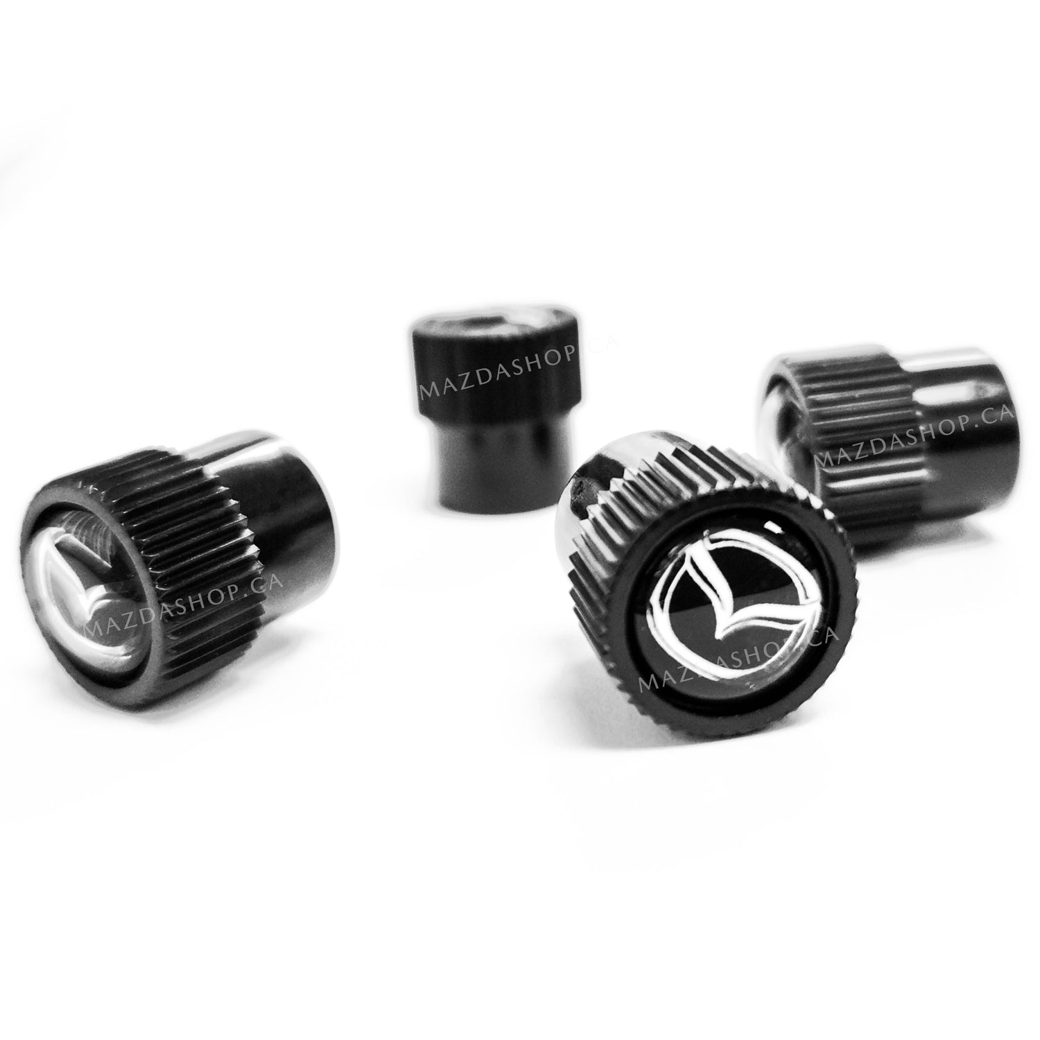 Tire Valve Stem Caps (Set of 4) in Black | Mazda