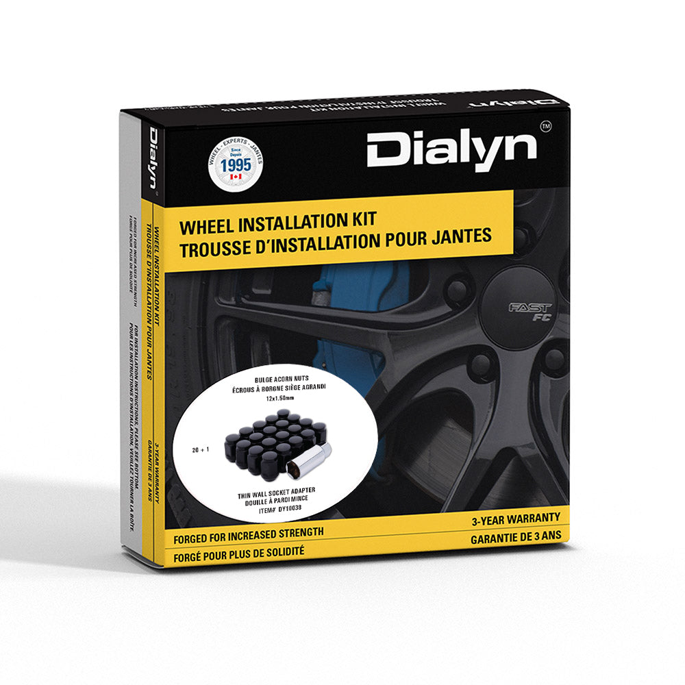 Dialyn Wheel Nut Set (20+1 pcs, Acorn) in Gloss Black | 21mm