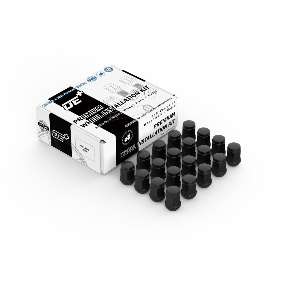 Wheel Nut Set (20 pcs) — Acorn in Gloss Black (21mm) | OE+ (OEPlus