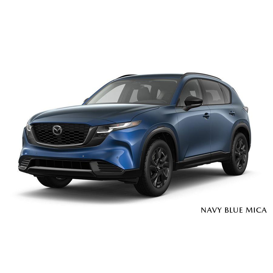 Blue Mazda SUV on a white background with 'Navy Blue Mica' text.