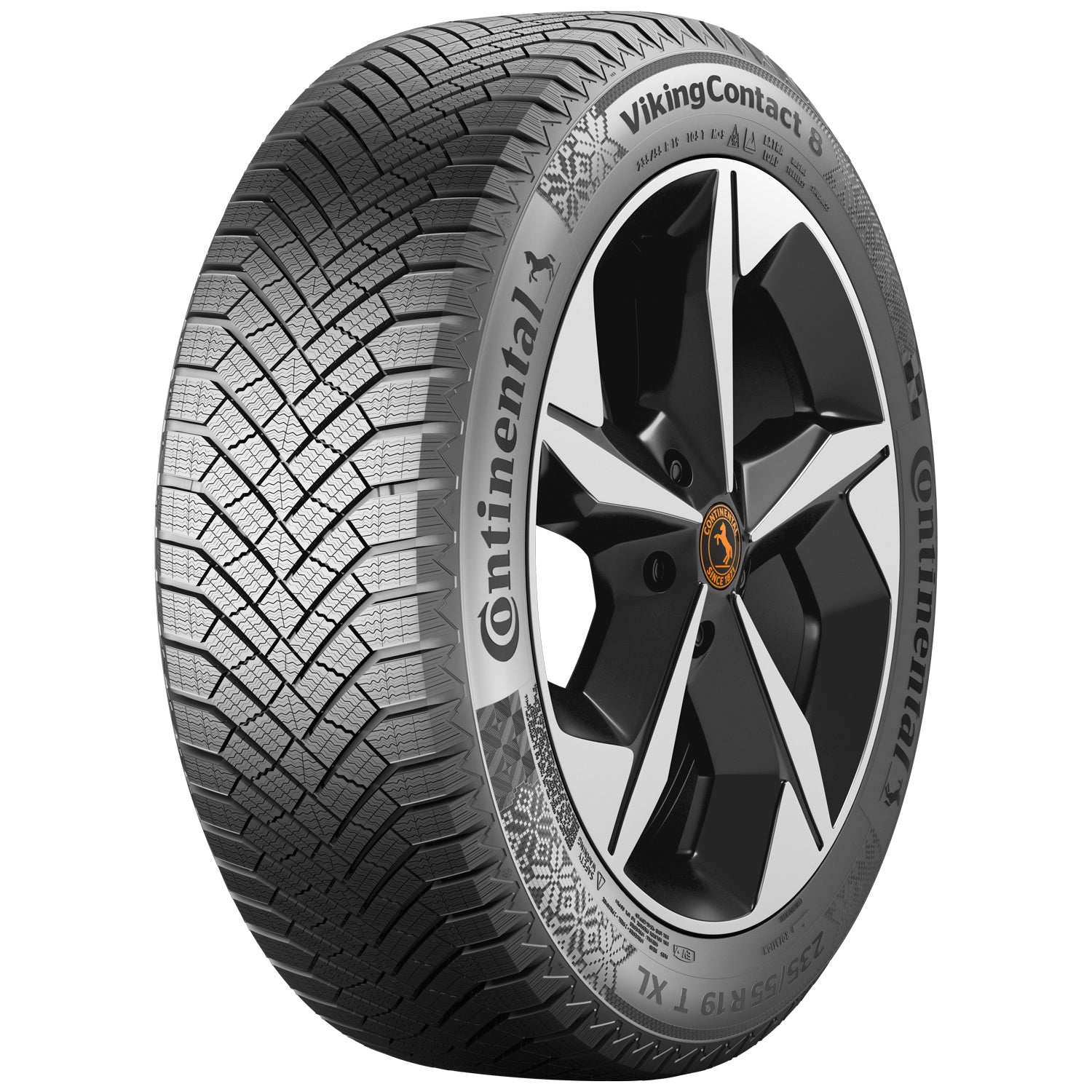 Continental tire with tread pattern and branding on a white background