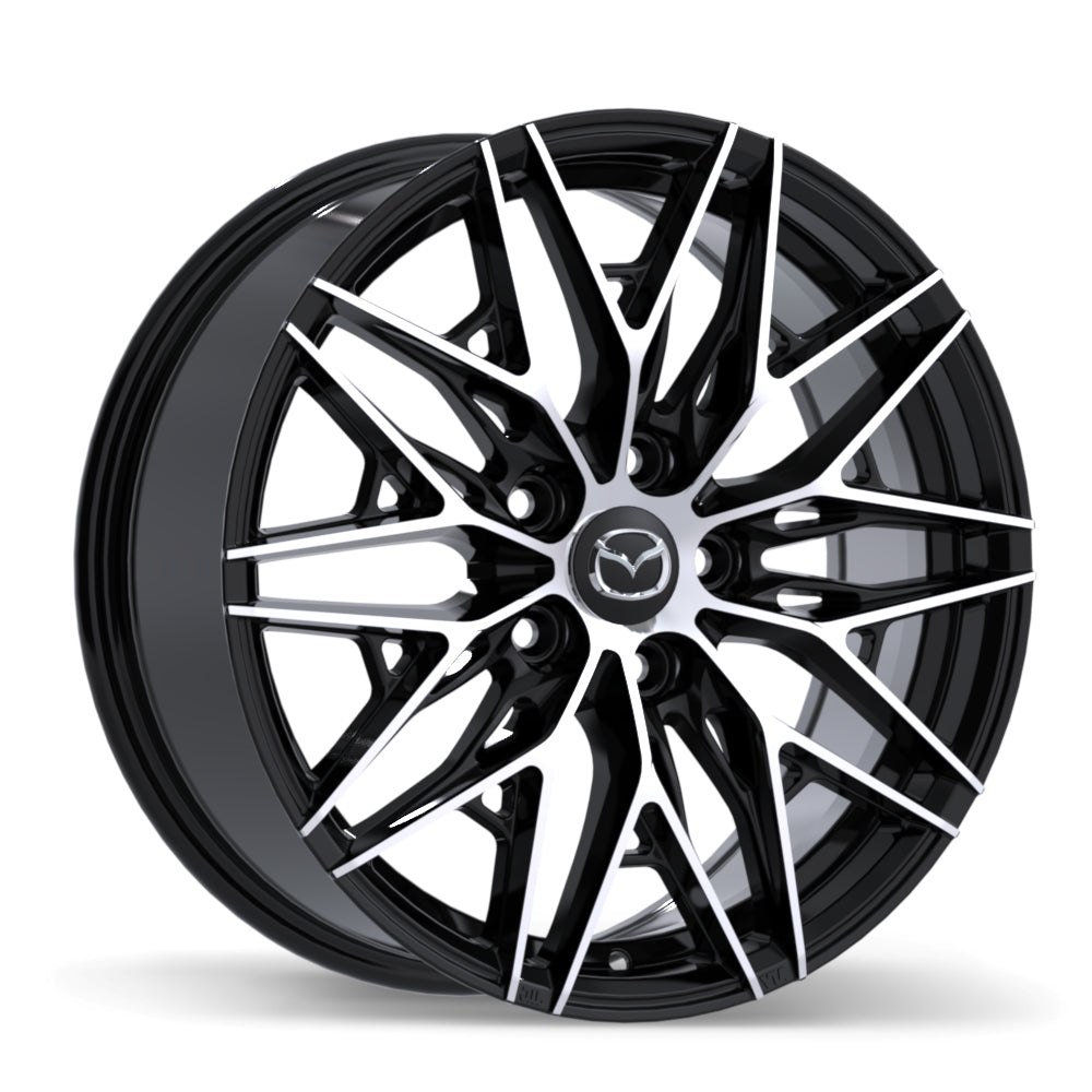 Mazda M016 Alloy Wheel (Gloss Black w/ Machined Face) — 17", 19", 21"