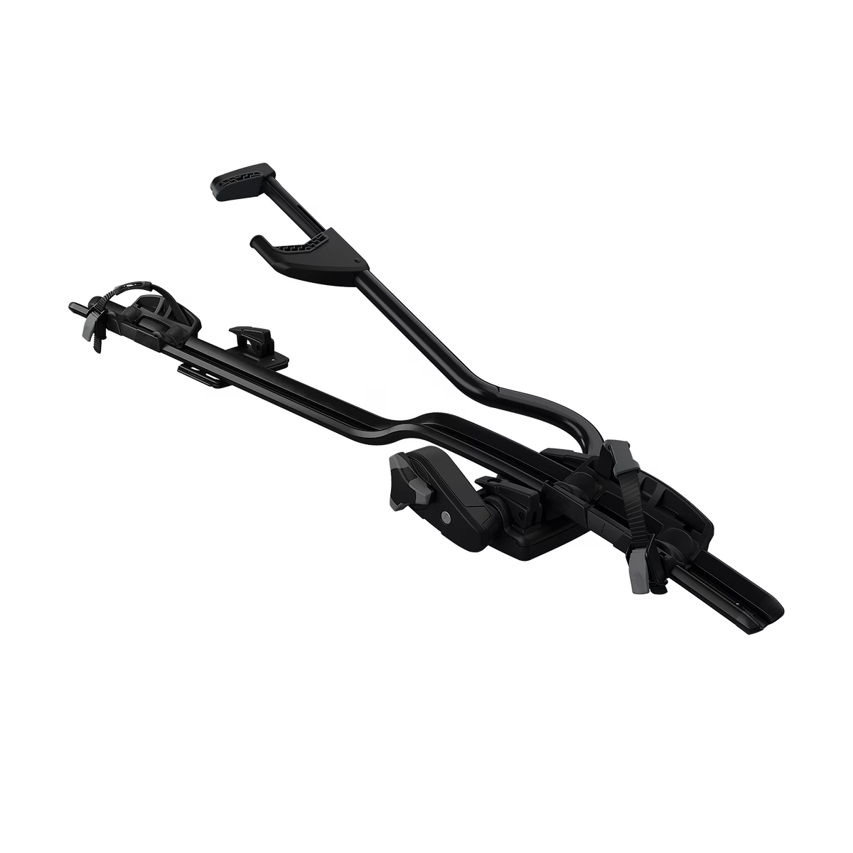 Black bicycle rack on a white background