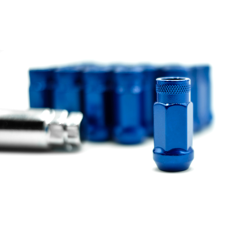 M12x1.25 Blue Steel Tuner Lug Nut Set – 20 Pcs – Spline Drive, Aftermarket