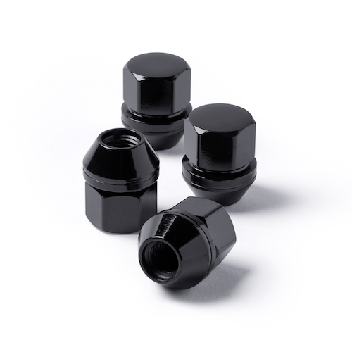 Wheel Nuts (4 pcs) — Duplex Bulge Acorn in Gloss Black (21mm