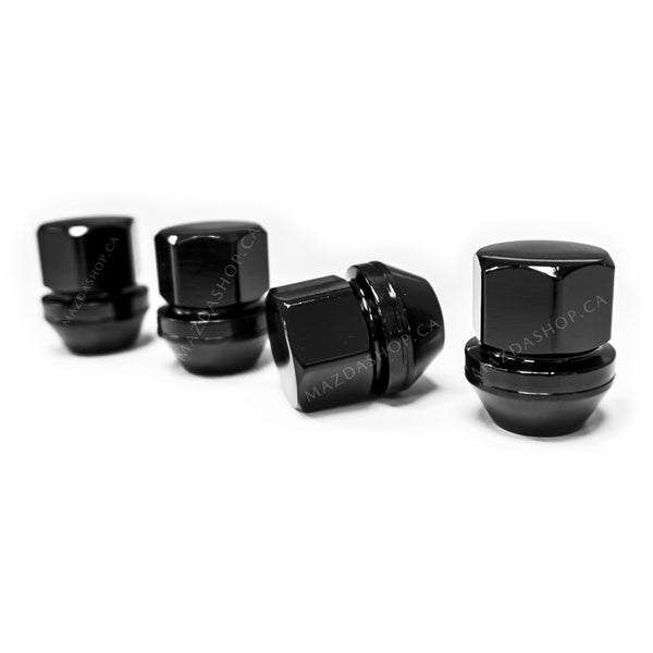 Wheel Nuts (4 pcs) — Duplex Bulge Acorn in Gloss Black (21mm