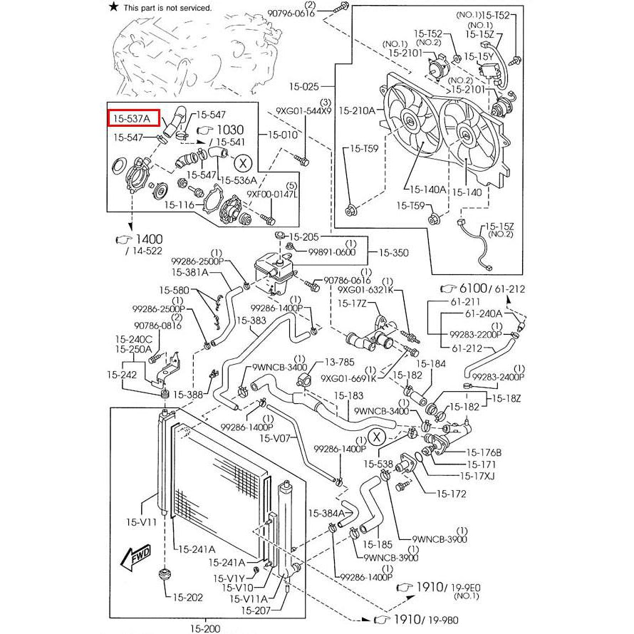 Engine Coolant Hose (Upper Hose) | Mazda Tribute (2001-2008)
