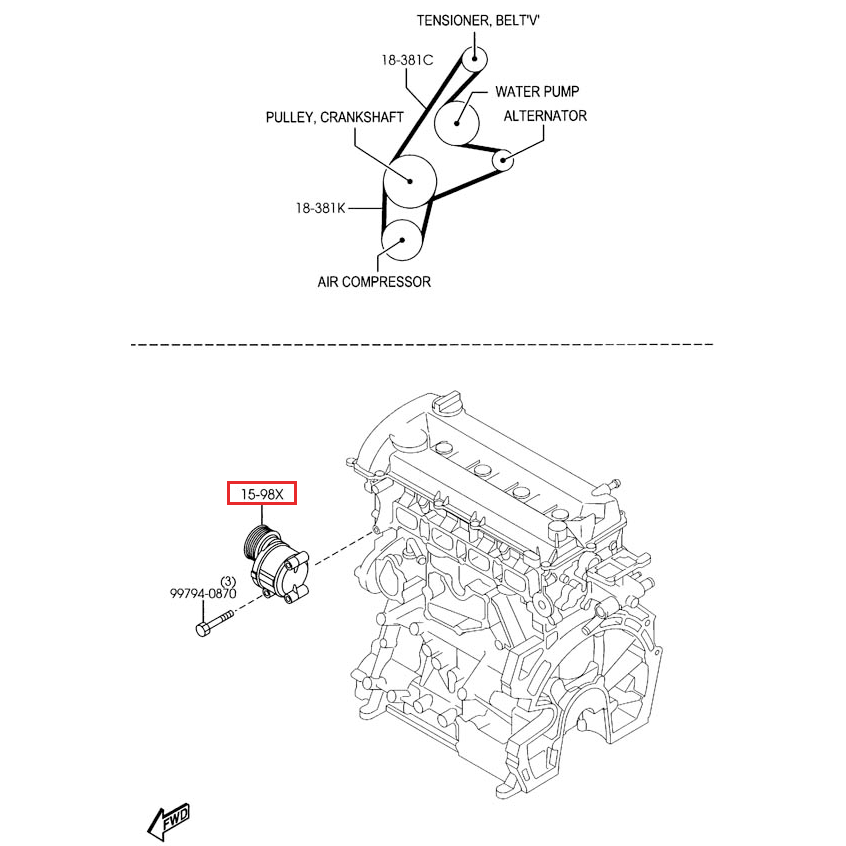 Mazda 3 belt tensioner clearance